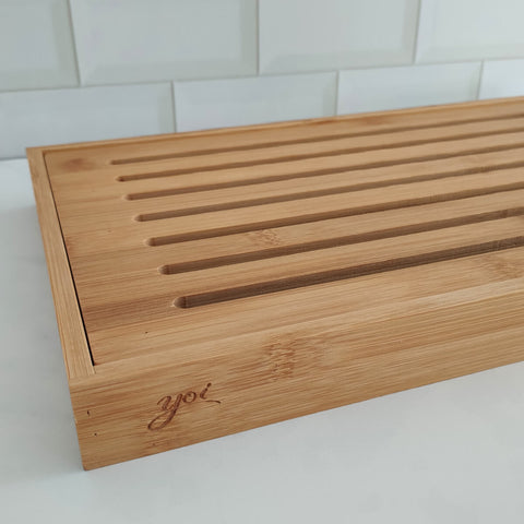 Tábua Migalheira de Bambu 37cm Tábua de Corte Para Pães e Bolos Yoi