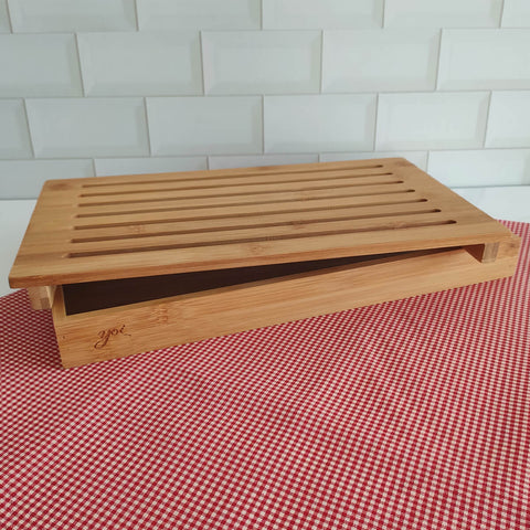 Tábua Migalheira de Bambu 37cm Tábua de Corte Para Pães e Bolos Yoi
