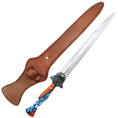 Adaga Javalizeira Punhal Monobloco Aço Inox 420C Cabo Híbrido Resina e Madeira 12' Zanline