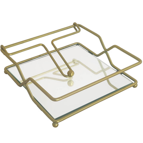 Porta Guardanapo De Mesa Dourado Com Espelho Suporte Para Guardanapo com Peso Duler