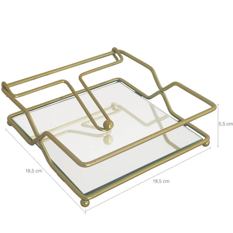 Porta Guardanapo De Mesa Dourado Com Espelho Suporte Para Guardanapo com Peso Duler