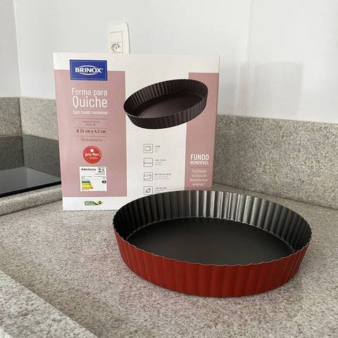 Forma Com Fundo Removível Para Quiche Alumínio Antiaderente 24cm Brinox Cereja