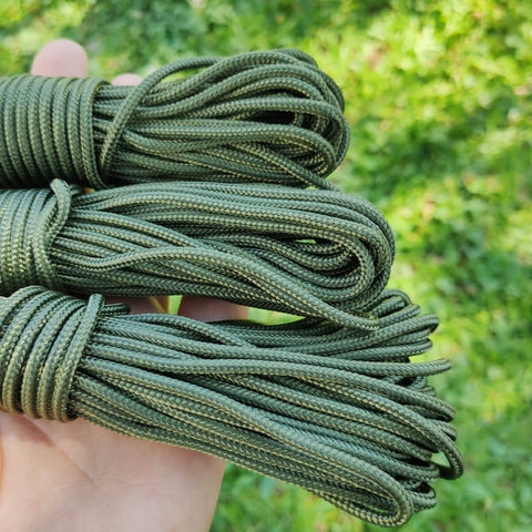 Corda Sobrevivência 39Kg Paracord 425 Libras Verde Oliva Natureza Aventura 10 Metros Resistente 3mm