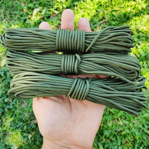 Corda Sobrevivência 39Kg Paracord 425 Libras Verde Oliva Natureza Aventura 10 Metros Resistente 3mm