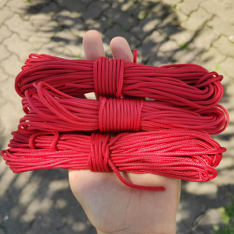 Corda Sobrevivência 39Kg Paracord 425 Libras Vermelha Natureza Aventura 10 Metros Resistente 3mm