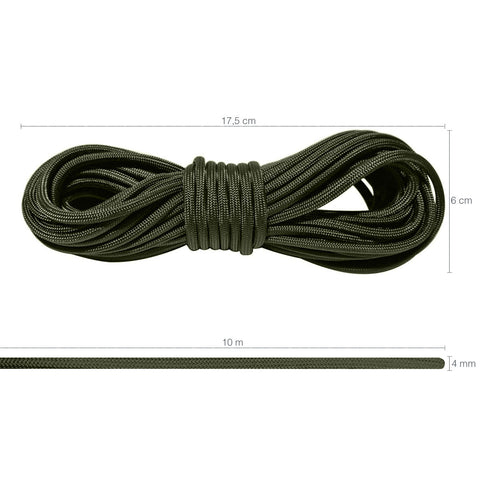 Paracord 550 Libras 4mm Corda De Sobrevivência Tática Militar 10 Metros 366kgf Verde Oliva