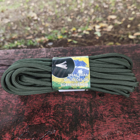 Paracord 750 Libras 5mm 387kg Corda de Sobrevivência Resistente 10 Metros Verde Oliva