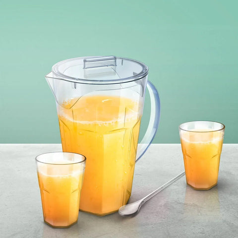 Conjunto Jarra 1,8 Litros e 4 Copos 400ml de Plástico para Servir Água Suco OU Natural