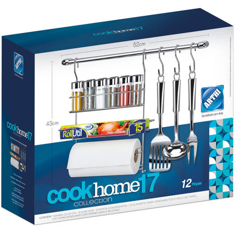 Kit Porta Temperos Cook Home Condimentos Barra Ganchos Casa