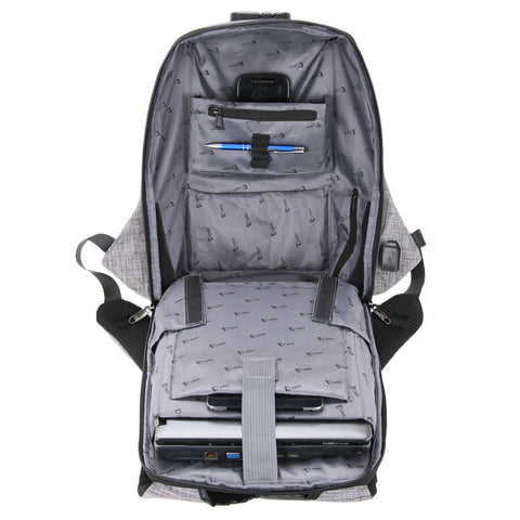 Mochila Antifurto Tonin Com Usb Cinza Para Notebook 15'' Anti Roubo