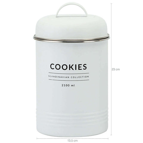 Conjunto 3 Latas Decorativas Cozinha Porta Café Açúcar e Biscoitos Copenhag Yoi Branco Fosco