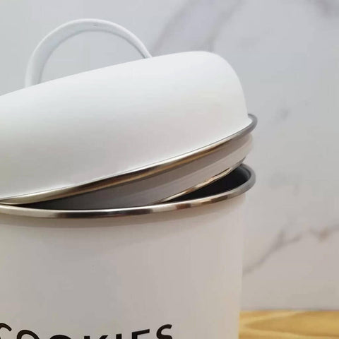Conjunto 3 Latas Decorativas Cozinha Porta Café Açúcar e Biscoitos Copenhag Yoi Branco Fosco