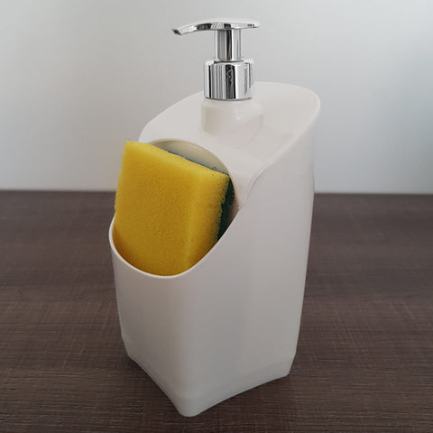 Dispenser Porta Detergente E Esponja Organizador De Pia Uz Branco