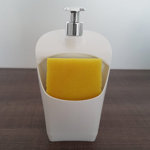Dispenser Porta Detergente E Esponja Organizador De Pia Uz Branco