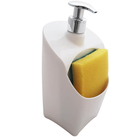 Dispenser Porta Detergente E Esponja Organizador De Pia Uz Branco
