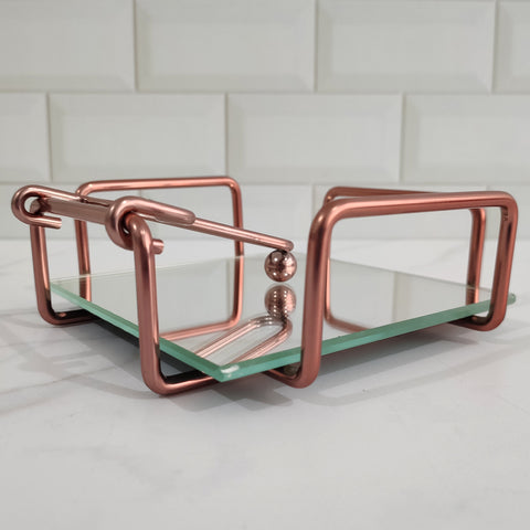 Suporte Porta Guardanapos Com Peso Porta Guardanapo De Mesa Espelhado Rose Gold