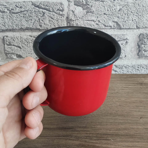 Caneca Esmaltada Ágata Xícara com Alça Vermelha 350ml N8 Esmaltados Silva