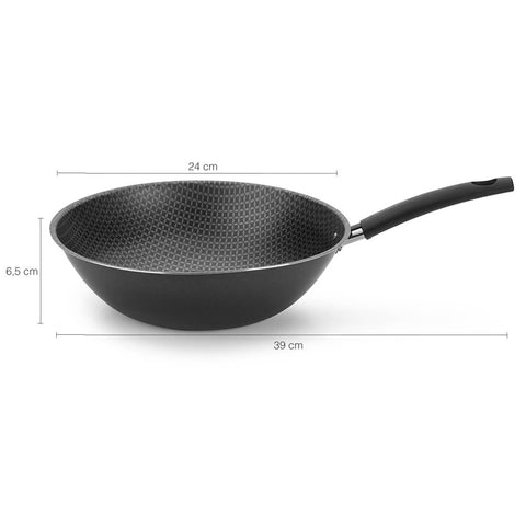 Frigideira Wok Oriental Antiaderente 24cm Essencial Grafite com Cabo Multiflon