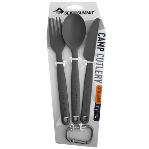 Kit 3 Talheres Para Camping Com Mosquetão Sea To Summit Garfo Faca E Colher