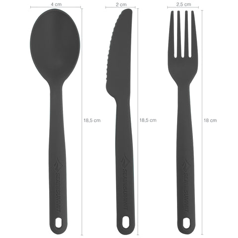 Kit 3 Talheres Para Camping Com Mosquetão Sea To Summit Garfo Faca E Colher