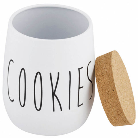 Pote para Biscoitos 850ml Lata Cookies Porta Condimentos em Metal e Cortiça OAK Yoi Branco