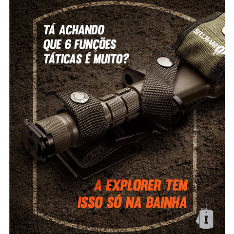 Faca Tática Militar Baioneta Invictus Explorer Aço Inox 420 com Bainha e com Afiador Verde