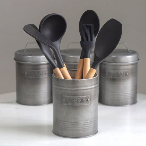 Organizador Porta Utensílios de Cozinha Lata Utensils em Aço Soho Yoi Grafite