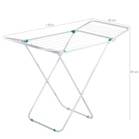Varal de Chão Dobrável em Aço com 7 Varetas e 2 Abas Laterais Secalux Branco e Verde