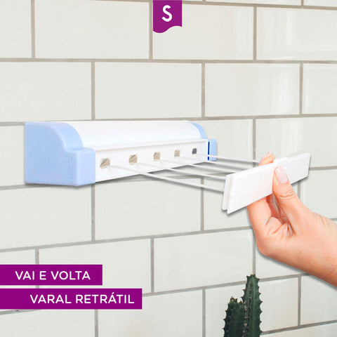 Varal Retrátil Automático de Parede com 5 Cordas de 4,1m Rotoflex Secalux Branco