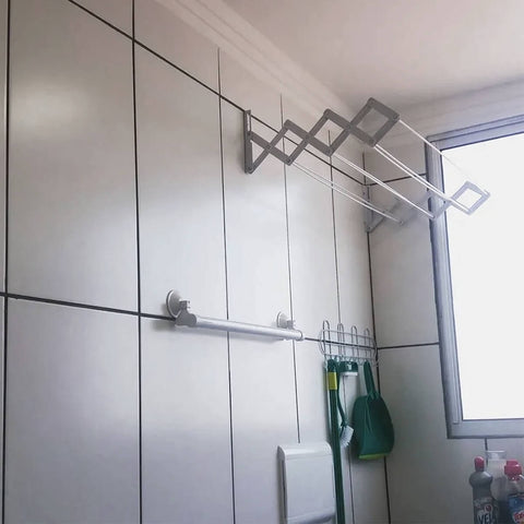 Varal de Roupa Sanfonado Retrátil de Parede Dobrável para Apartamento 60cm Secalux Branco