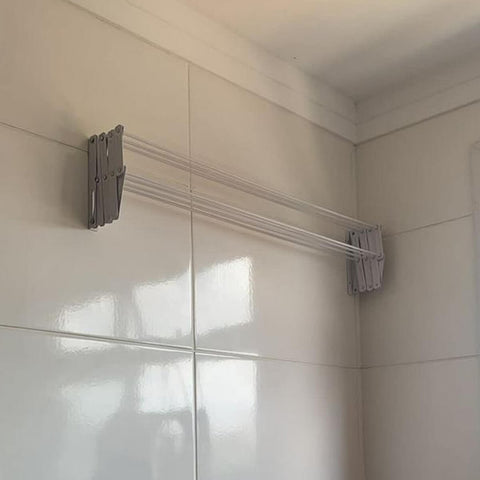 Varal de Roupa Sanfonado Retrátil de Parede Dobrável para Apartamento 60cm Secalux Branco