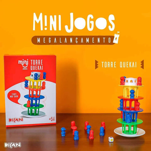 Brinquedo Mini Jogo Torre Quekai Dican Educativo Colorido Torre e Bonecos