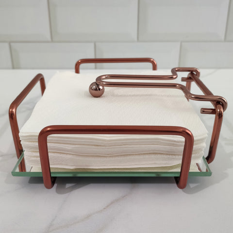 Suporte Porta Guardanapos Com Peso Porta Guardanapo De Mesa Espelhado Rose Gold