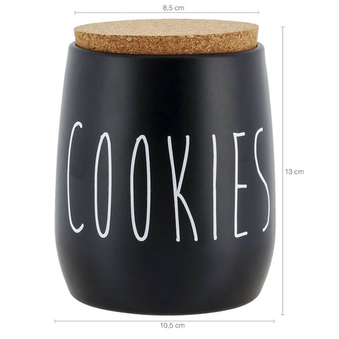 Pote Porta Condimentos Cookies Lata para Biscoitos em Metal e Tampa em Cortiça 850ml OAK Yoi Preto