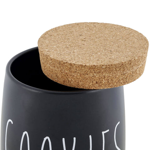 Pote Porta Condimentos Cookies Lata para Biscoitos em Metal e Tampa em Cortiça 850ml OAK Yoi Preto