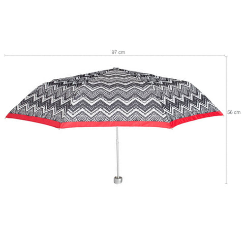Sombrinha Alumínio Pequena Resistente Guarda Chuva Zig Zag Fazzoletti Preto e Branco