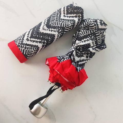 Sombrinha Alumínio Pequena Resistente Guarda Chuva Zig Zag Fazzoletti Preto e Branco