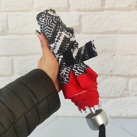 Sombrinha Alumínio Pequena Resistente Guarda Chuva Zig Zag Fazzoletti Preto e Branco