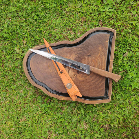 Tábua de Corte Formato Bolacha para Carne de Churrasco Madeira Rústica JMV Sortido