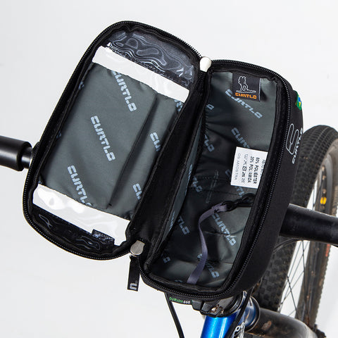 Bolsa De Guidão para Bicicleta Curtlo Bag Bike Impermeável Touch Phone Plus 0,5L Preto