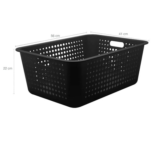 Conjunto Cesto Organizador Para Roupas Com Tampa E Caixa Organizadora Preto