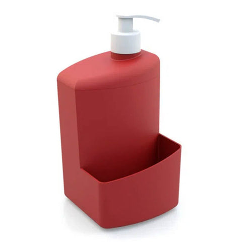 Kit para Pia de Cozinha 2 Peças Porta Detergente e Esponja 700ml e Lixeira 2,5L Full Utility Vermelho