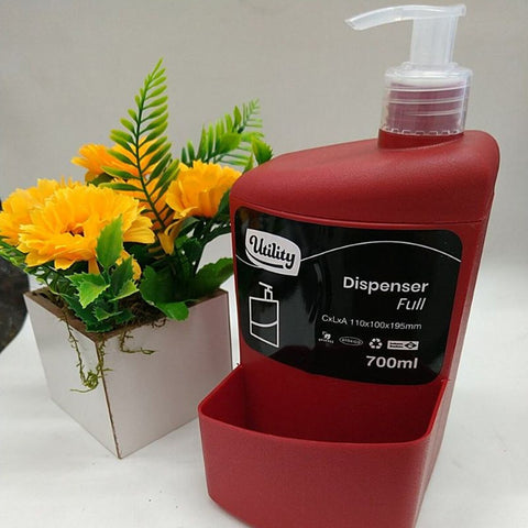 Kit para Pia de Cozinha 2 Peças Porta Detergente e Esponja 700ml e Lixeira 2,5L Full Utility Vermelho