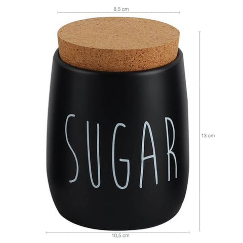 Kit 2 Latas Porta Condimentos Sugar e Coffee 850ml Potes para Açúcar e Café em Metal OAK Yoi Preto