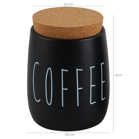 Kit 2 Latas Porta Condimentos Sugar e Coffee 850ml Potes para Açúcar e Café em Metal OAK Yoi Preto