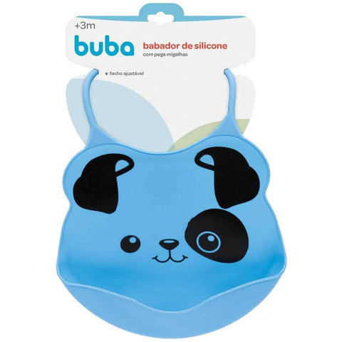 Babador de Silicone com Pega Migalhas para Bebê Buba Cachorrinho Azul