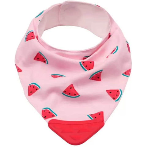 Bandana Babador para Bebê com Mordedor e Fecho Alto Colante Buba Melancia Rosa