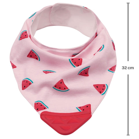 Bandana Babador para Bebê com Mordedor e Fecho Alto Colante Buba Melancia Rosa