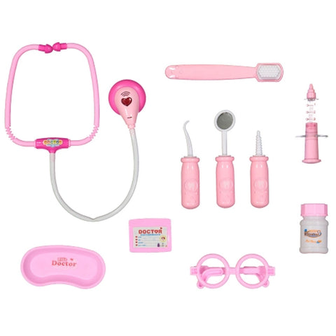 Brinquedo Infantil Educativo Kit Dentista com Jaleco Sons e Luzes para Crianças Fenix Rosa Plástico