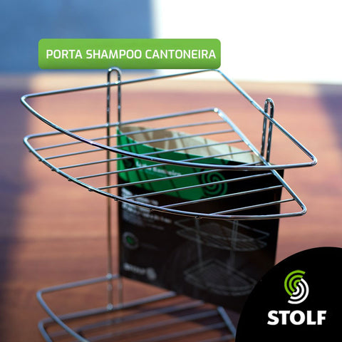 Porta Shampoo Cantoneira Tripla de Parede para Banheiro em Aramado Stolf Cromado